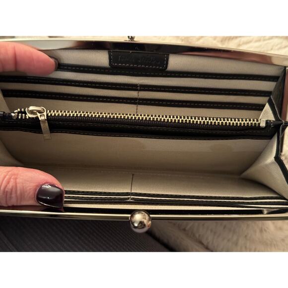 PAUL SMITH Rare Black and Yellow Heart Print Kiss Lock Clutch Bag/Long Wallet - Picture 7 of 8